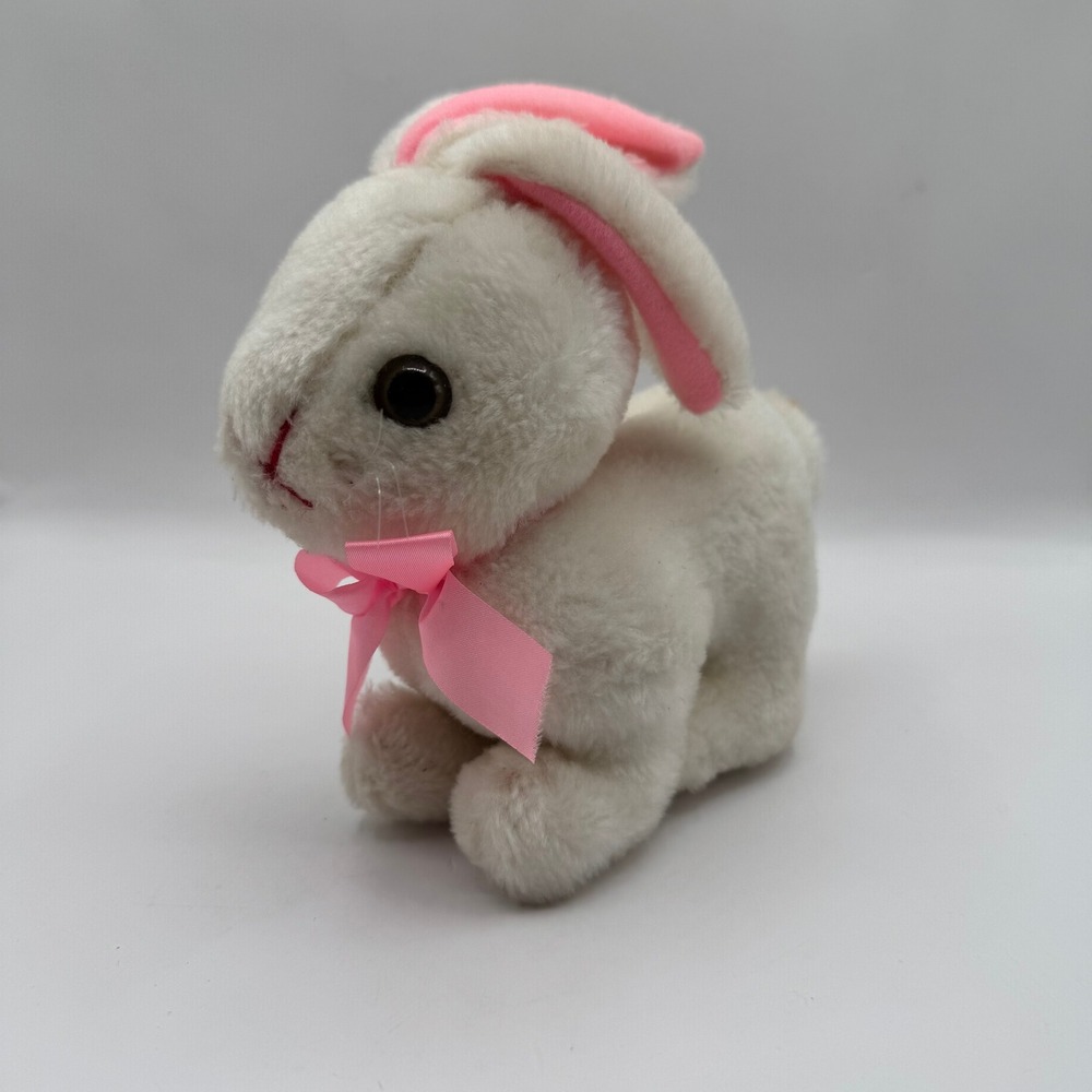 R. Dakin Plush Bunny Rabbit White Pink Vintage Stuffed Animal Toy‎ Easter
